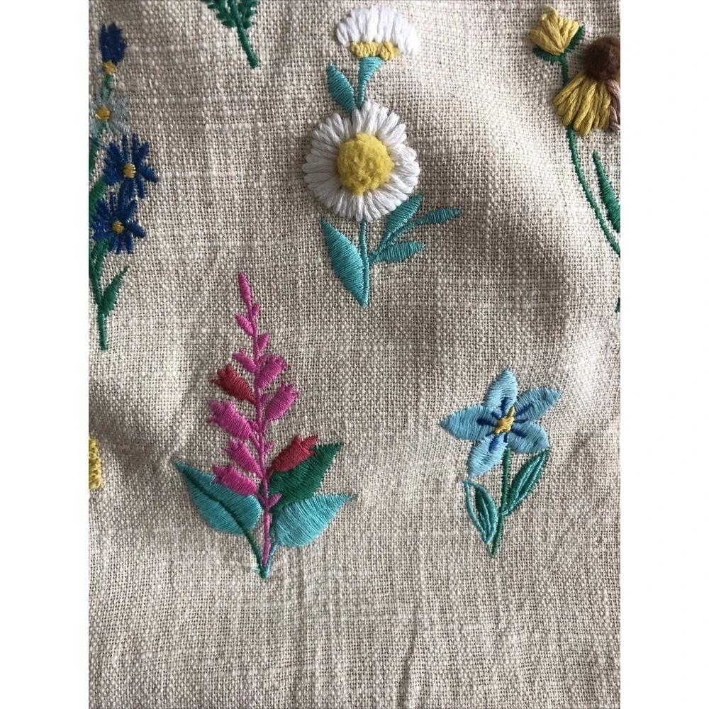Embroidered Pillow Cover 20x20 Ivory W/Colorful Blessed Floral Zip Opening